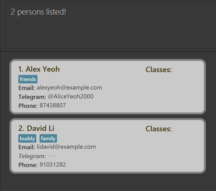 result for 'find n/alex n/david'